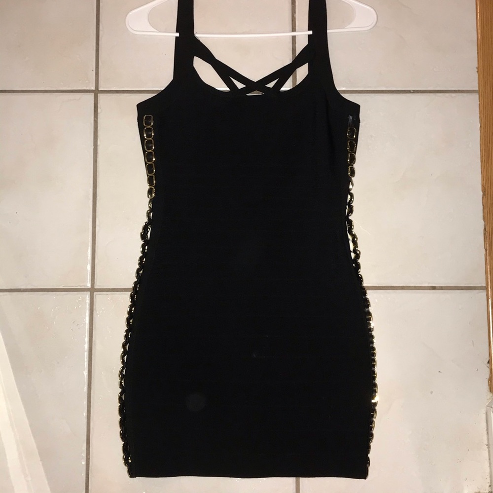 Guess by Marciano Black and Gold Mini Dress